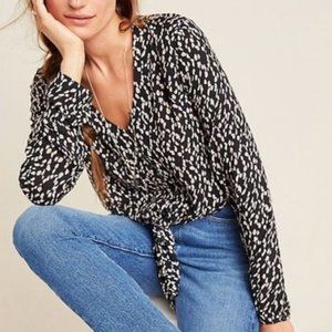 Anthro CLOTH & STONE Leopard Rachel Tie-Front Top